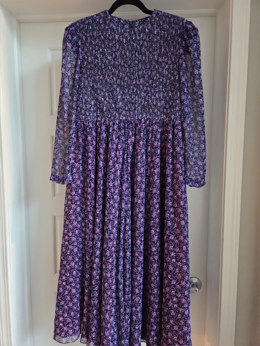 Vintage Jane Schaffhalsen Belle France Purple Floral Dress With Contrast Lining
